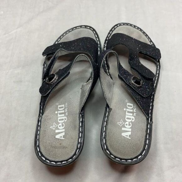 ALEGRIA Loti Slip On Wedge Sandal Glitteroti Black - Picture 5 of 13